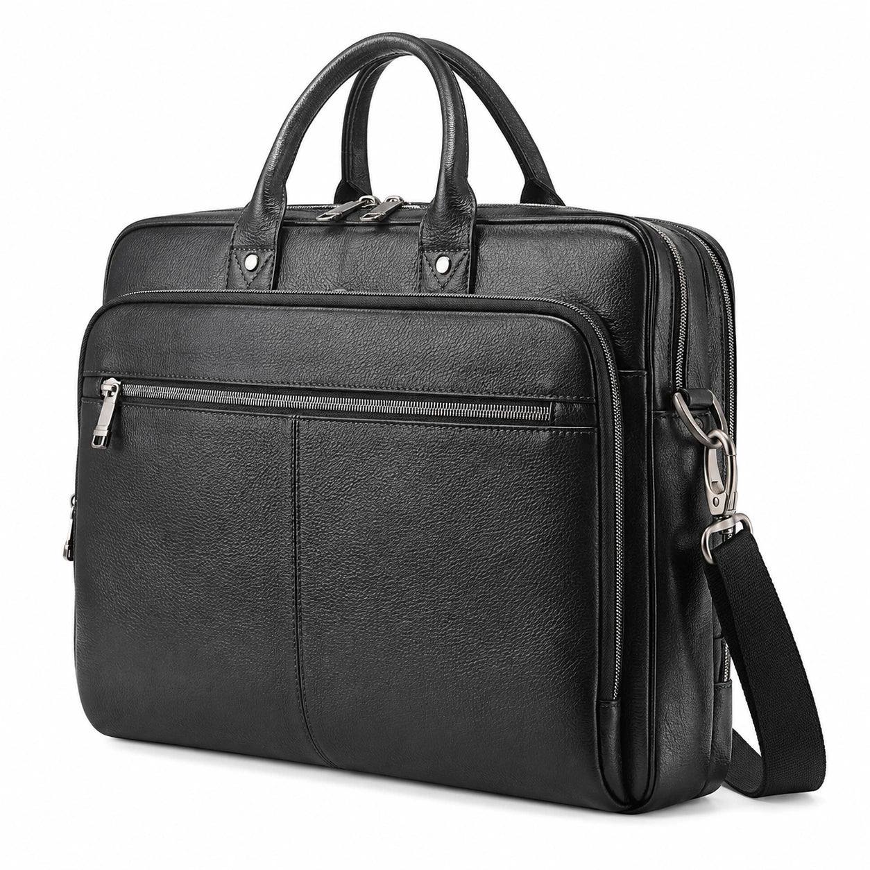 Laptoptasche 42 x 30 x 10 cm Kunstleder Schwarz für Büro mit Schultergurt