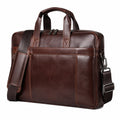 Laptoptasche 42 x 30 x 10 cm Kunstleder Braun mit Schultergurt und Reißverschluss
