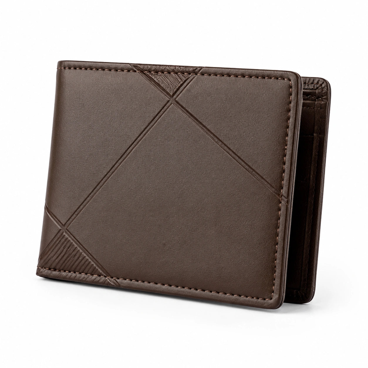 Geldbörse 12 x 9.5 x 1.5 cm Kunstleder Braun mit Kartenfächern im Faltformat