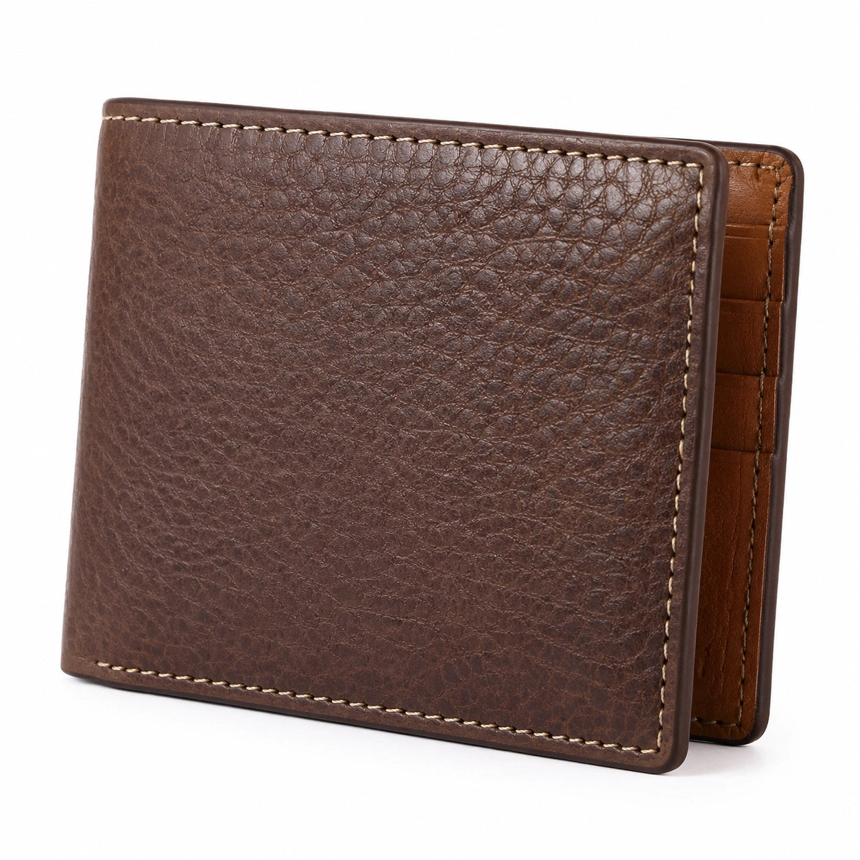 Herren Geldbörse 11 x 9.5 x 1.5 cm braunes Leder - klappbar mit Kartenfächern