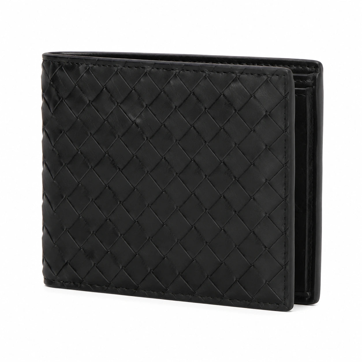 Herren Geldbörse 11 x 9 x 2 cm in Schwarz mit Flechtmuster - faltbar