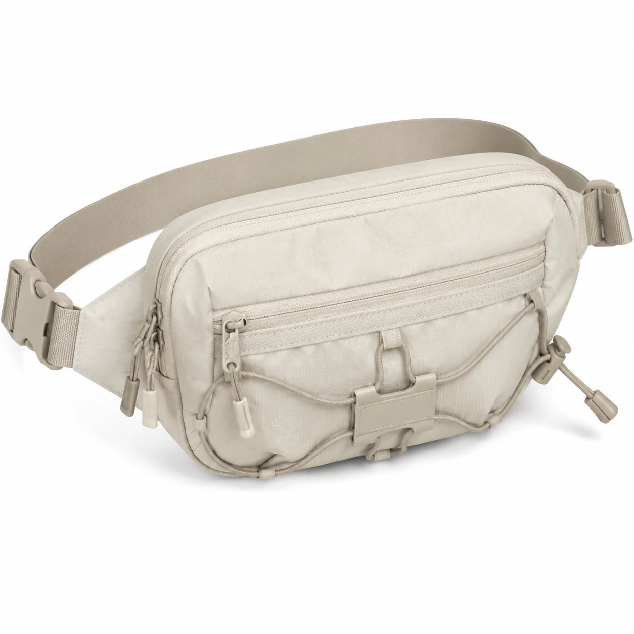 Gürteltasche 30 x 8 x 16 cm aus Textilgewebe Beige mit Reißverschluss und verstellbarem Gurt