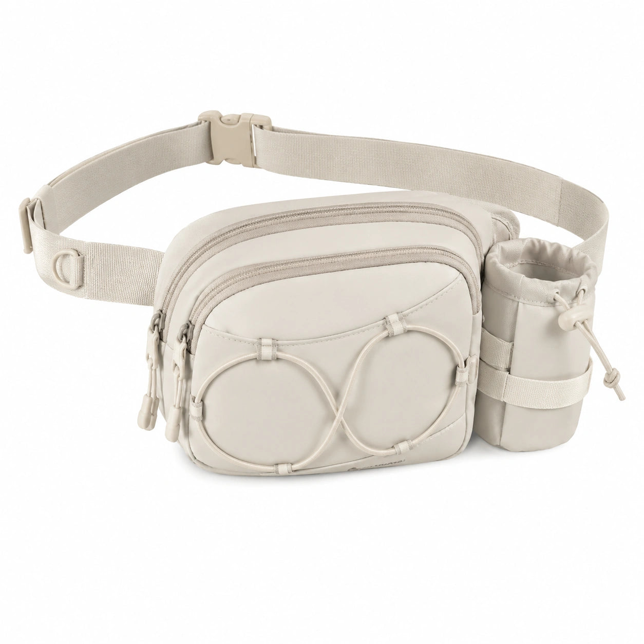 Hüfttasche 24 x 15 x 7 cm aus Textil in Beige mit Flaschenhalter und Reißverschluss
