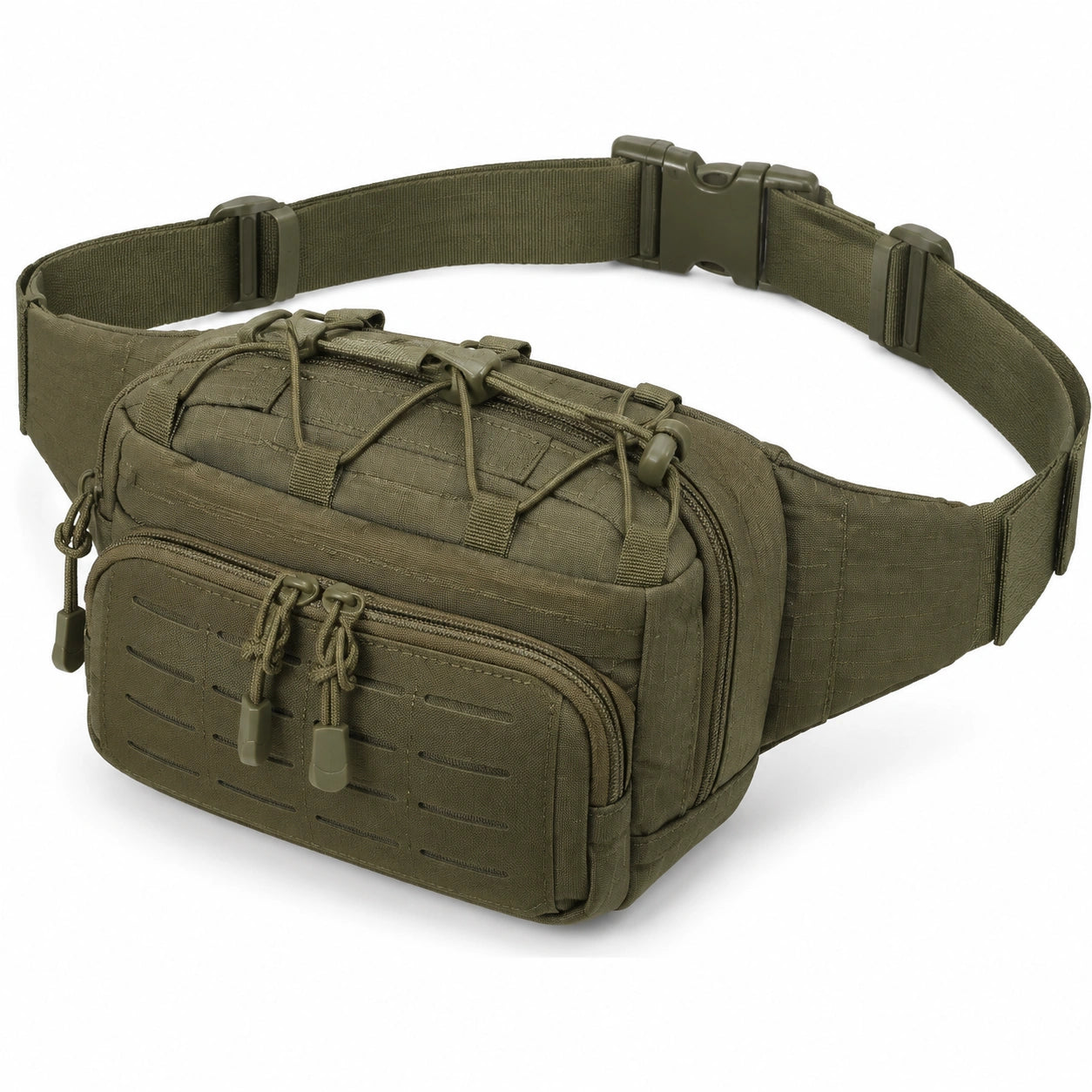Bauchtasche 25 x 8 x 15 cm aus Textilgewebe olivgrün für Outdoor mit verstellbarem Hüftgurt