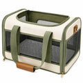 Haustier Transporttasche 40 x 25 x 30 cm Textil Creme/Grün für Katzen und kleine Hunde faltbar