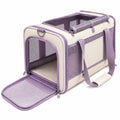 Haustier Transporttasche 45 x 28 x 28 cm Textil Beige Lila faltbar mit Netzeinsätzen