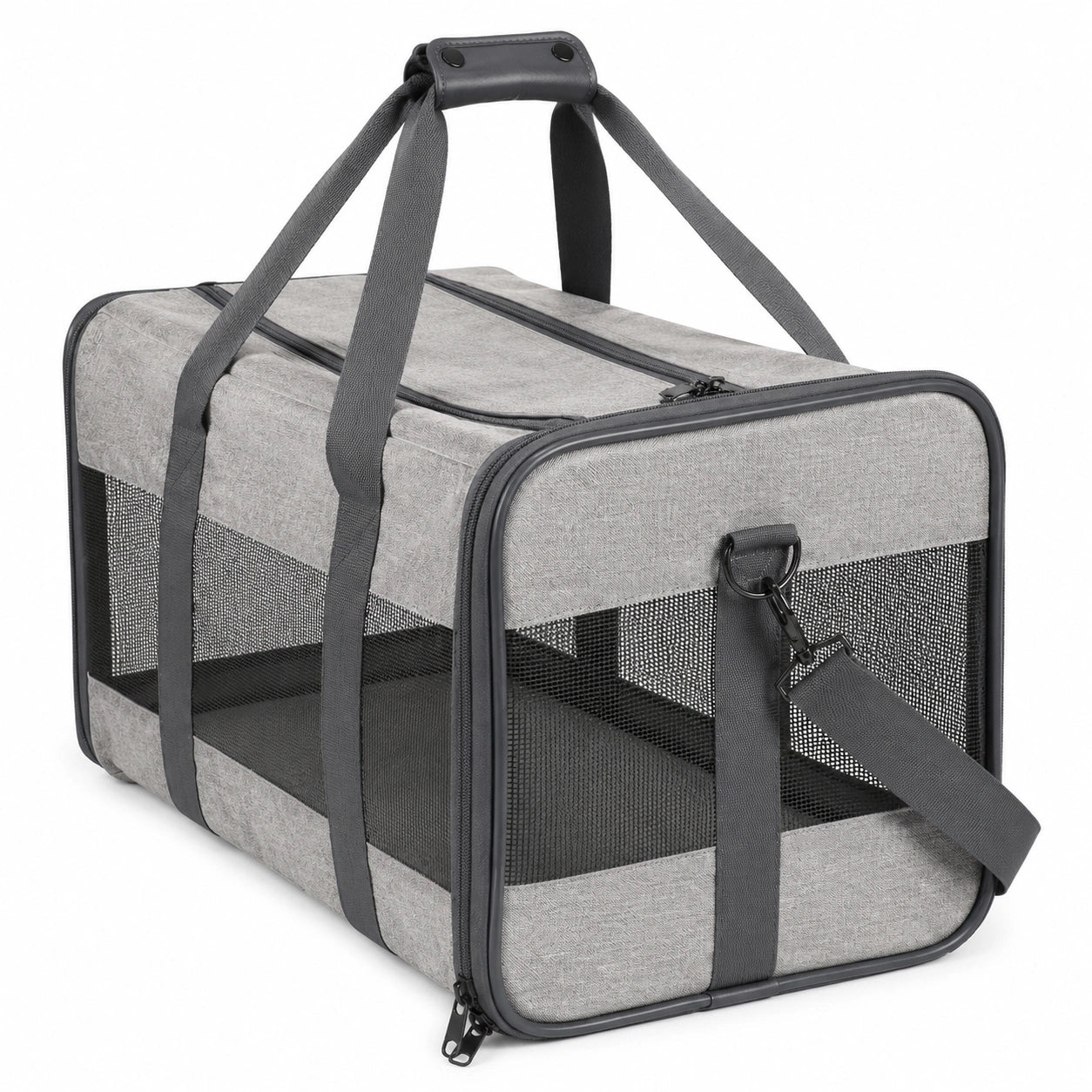 Transporttasche für Haustiere 46 x 28 x 28 cm Grau Polyester mit Netzfenstern faltbar