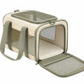 Haustier-Transporttasche 45 x 28 x 28 cm aus Polyester Beige Grün mit Netzfenstern
