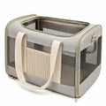 Haustier-Transporttasche 45 x 30 x 30 cm Textil Beige mit Netzfenstern faltbar