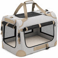 Haustier Transportbox 60 x 42 x 42 cm Textil Grau Beige faltbar mit Netzfenstern