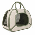 Haustier-Transporttasche 45 x 28 x 30 cm Textil Beige Grün mit Netzfenstern Tragbar