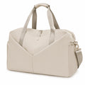 Reisetasche 50 x 25 x 30 cm aus Kunstleder in Beige mit abnehmbarem Schultergurt