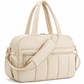 Reisetasche 45 x 20 x 30 cm aus Textil in Creme mit Schultergurt und Steppdesign