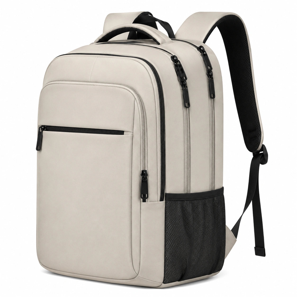 Laptop-Rucksack 30 x 18 x 45 cm aus Polyester Beige Schwarz für Alltag mit mehreren Fächern